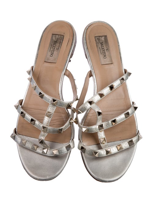 Valentino Rockstud Accents Leather Slides