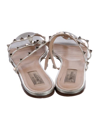 Valentino Rockstud Accents Leather Slides