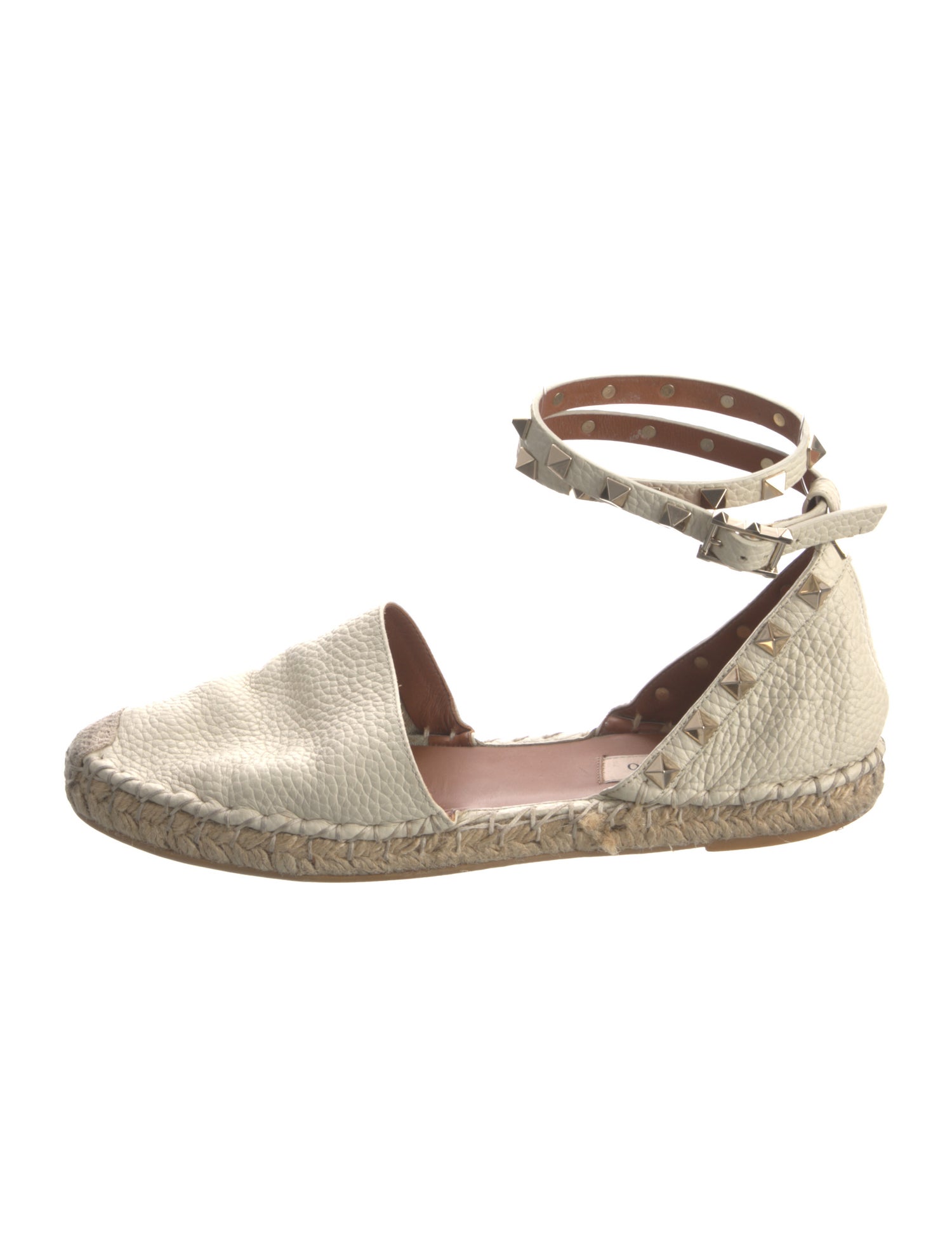 Valentino Rockstud Accents Leather Espadrilles