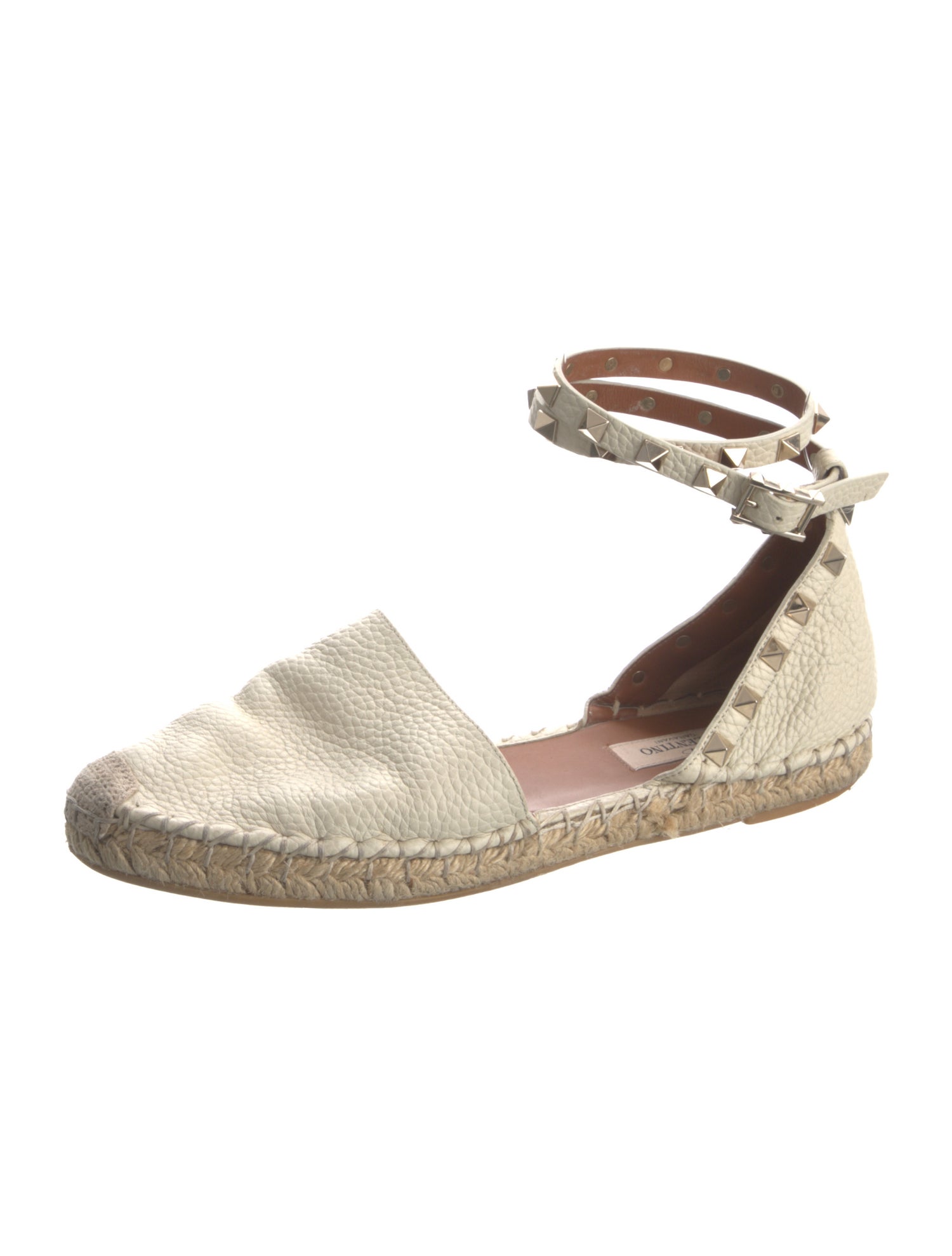 Valentino Rockstud Accents Leather Espadrilles