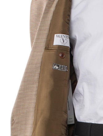 Valentino Virgin Wool Houndstooth Print Blazer