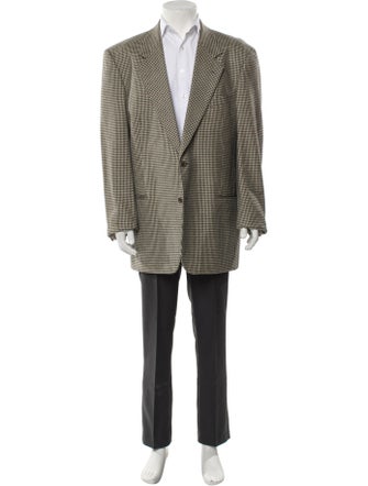 Valentino Virgin Wool Houndstooth Print Blazer