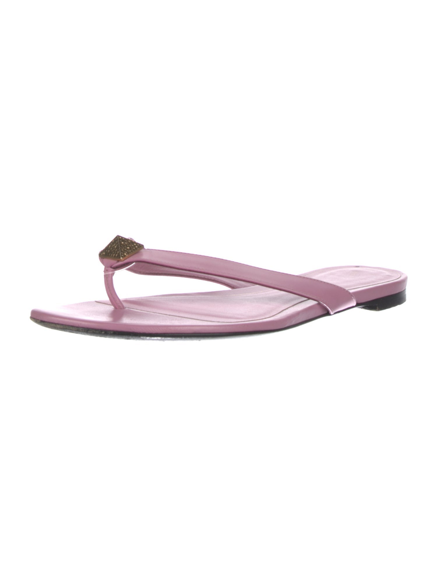Valentino Rockstud Accents Leather Flip Flops