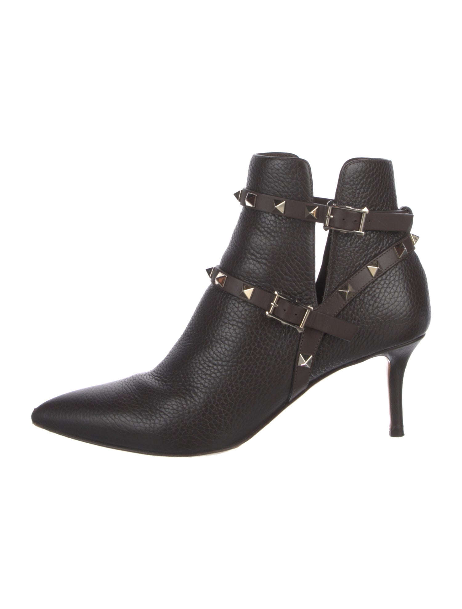 Valentino Rockstud Accents Leather Moto Boots