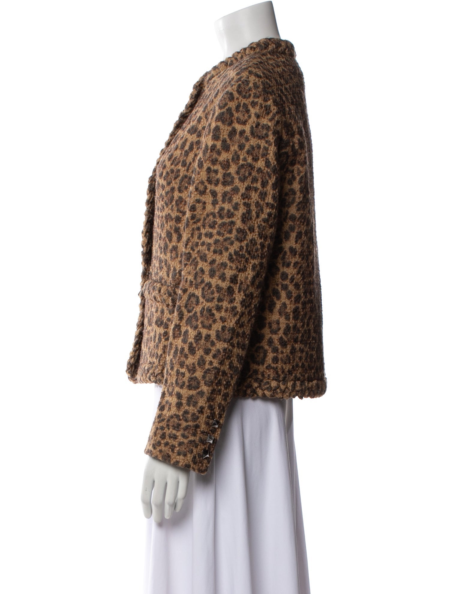 Valentino Virgin Wool Animal Print Faux Fur Jacket