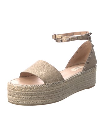 Valentino Rockstud Accents Leather Espadrilles