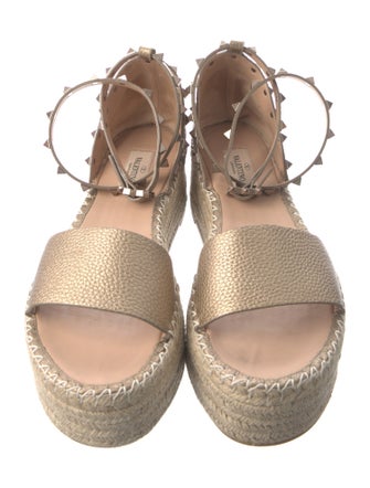 Valentino Rockstud Accents Leather Espadrilles