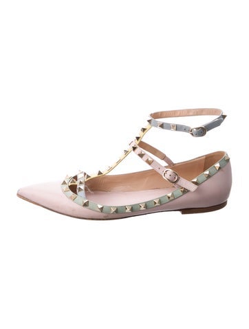 Valentino Flats Rockstud Accents Leather Ballet 11