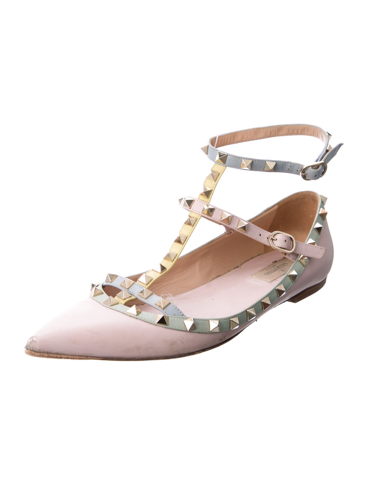 Valentino Rockstud Accents Leather Ballet Flats