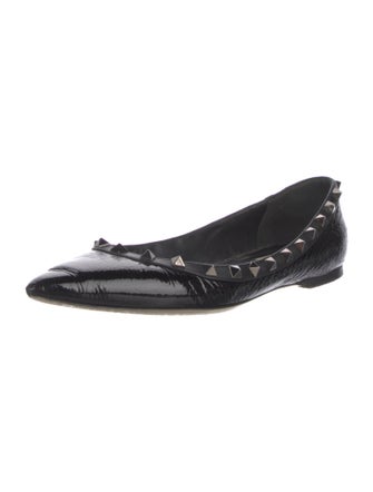 Valentino Rockstud Accents Patent Leather Ballet Flats