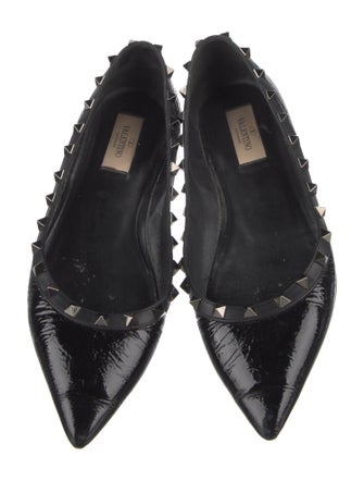 Valentino Rockstud Accents Patent Leather Ballet Flats