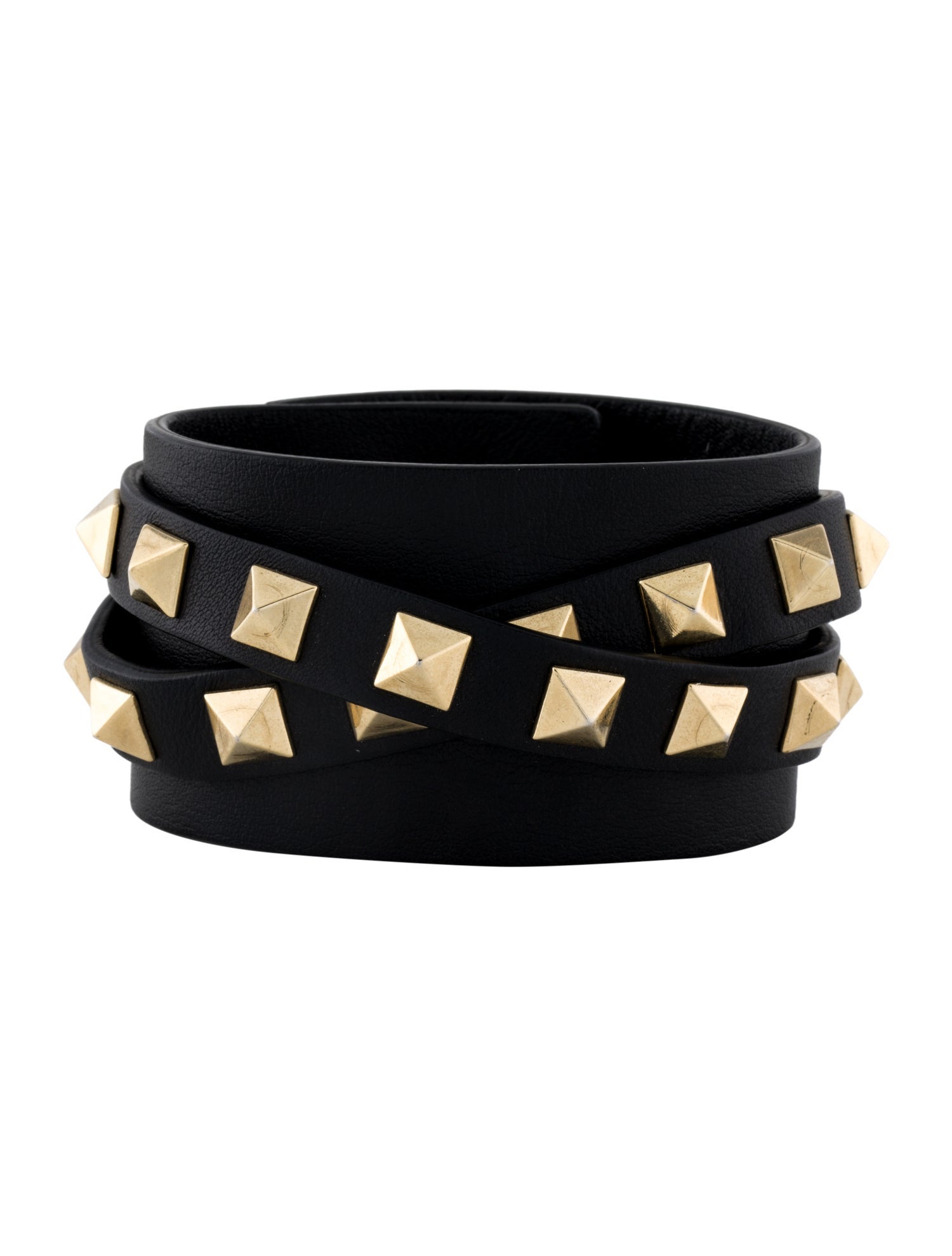 Valentino Wide Rockstud Double Wrap Bracelet