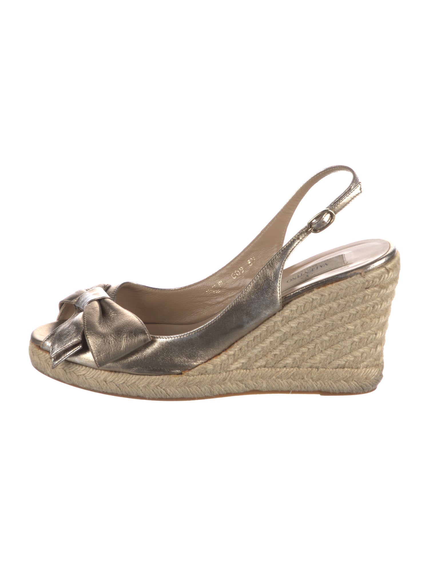 Valentino Leather Bow Accents Slingback Pumps