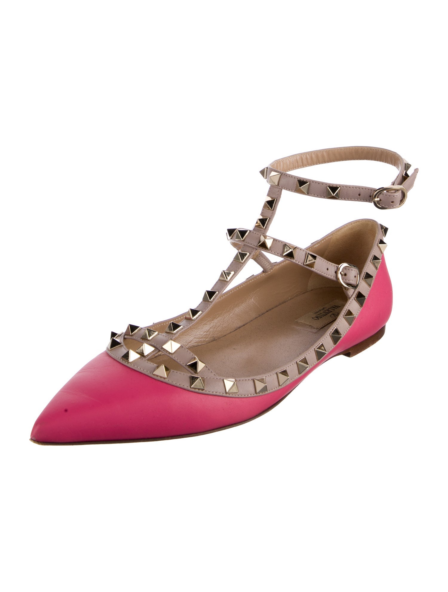 Valentino Rockstud Accents Leather Ballet Flats