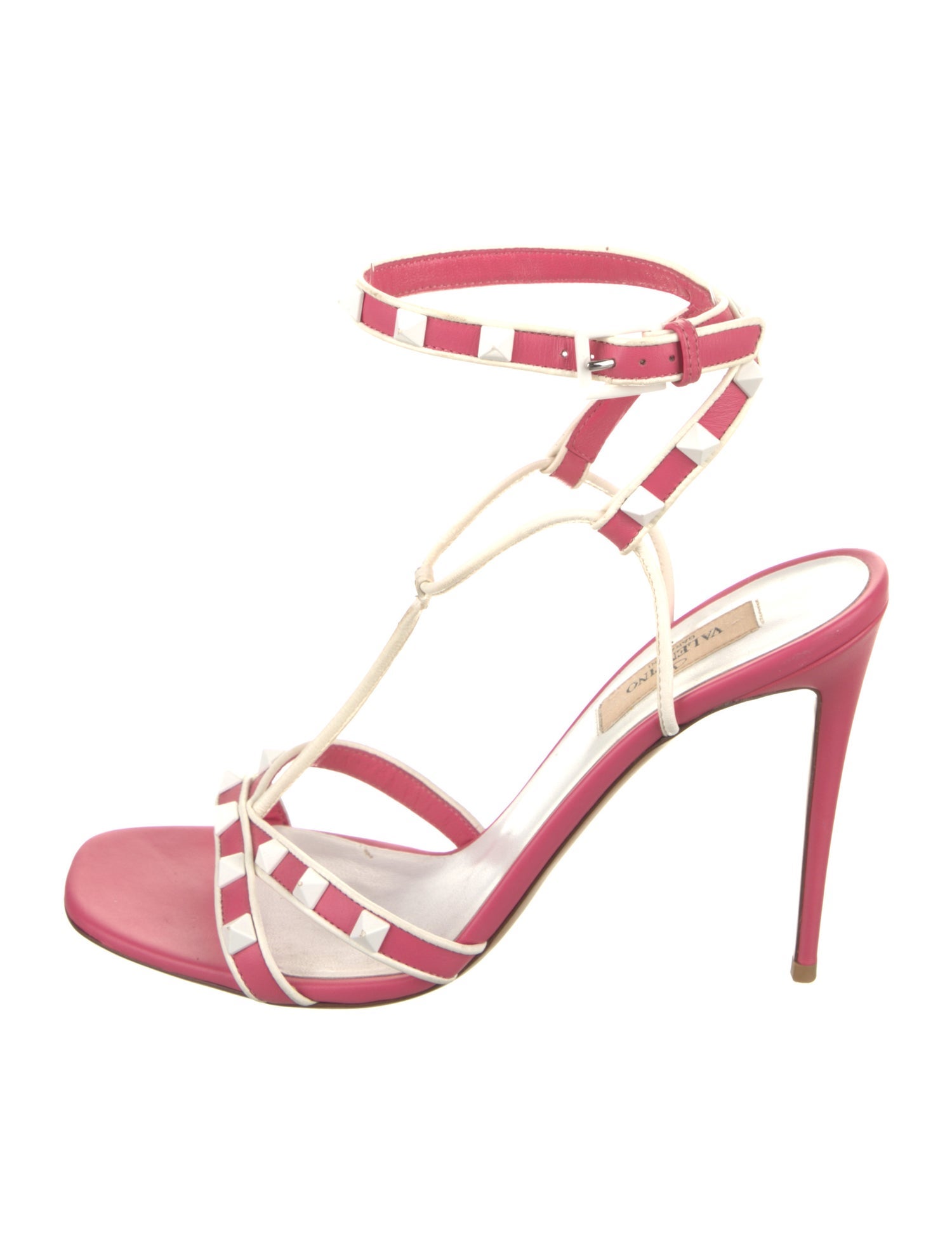 Valentino Rockstud Accents Leather T-Strap Sandals