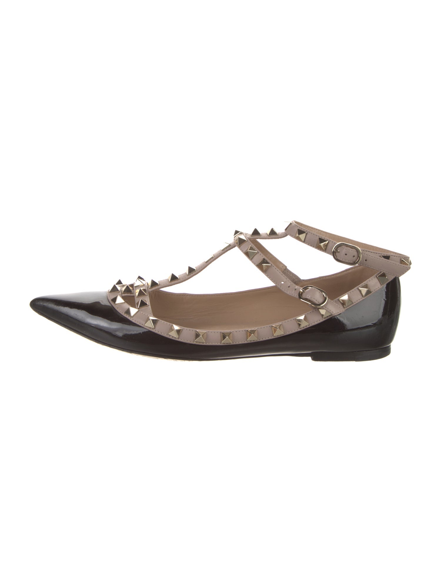 Valentino Rockstud Accents Patent Leather Flats