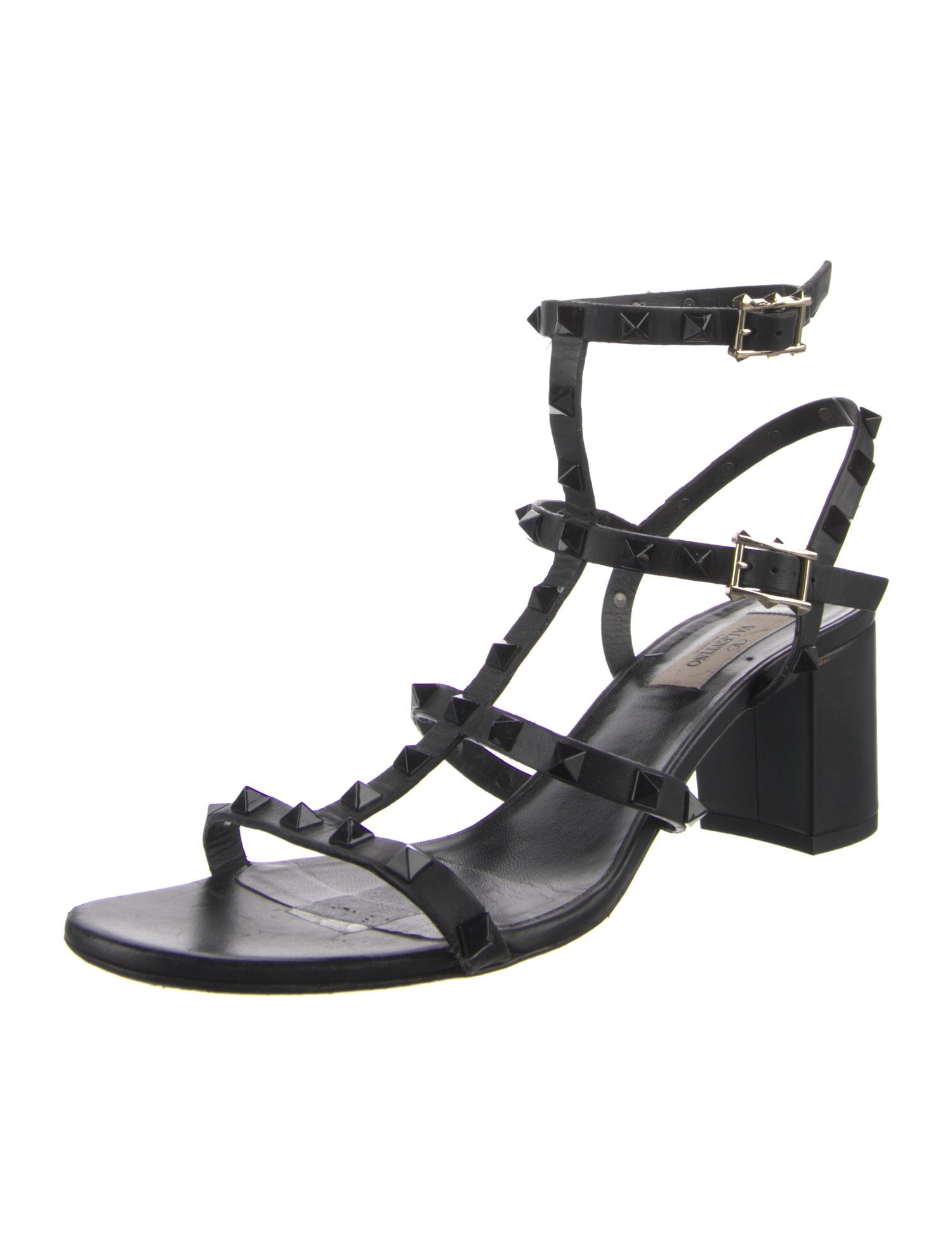 Valentino Rockstud Accents Leather Gladiator Sandals