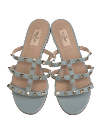 Valentino Rockstud Accents Leather Slides