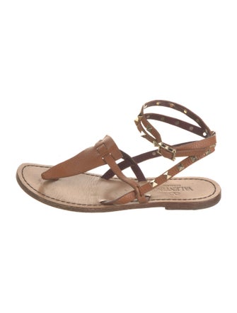 Valentino Rockstud Accents Leather Gladiator Sandals