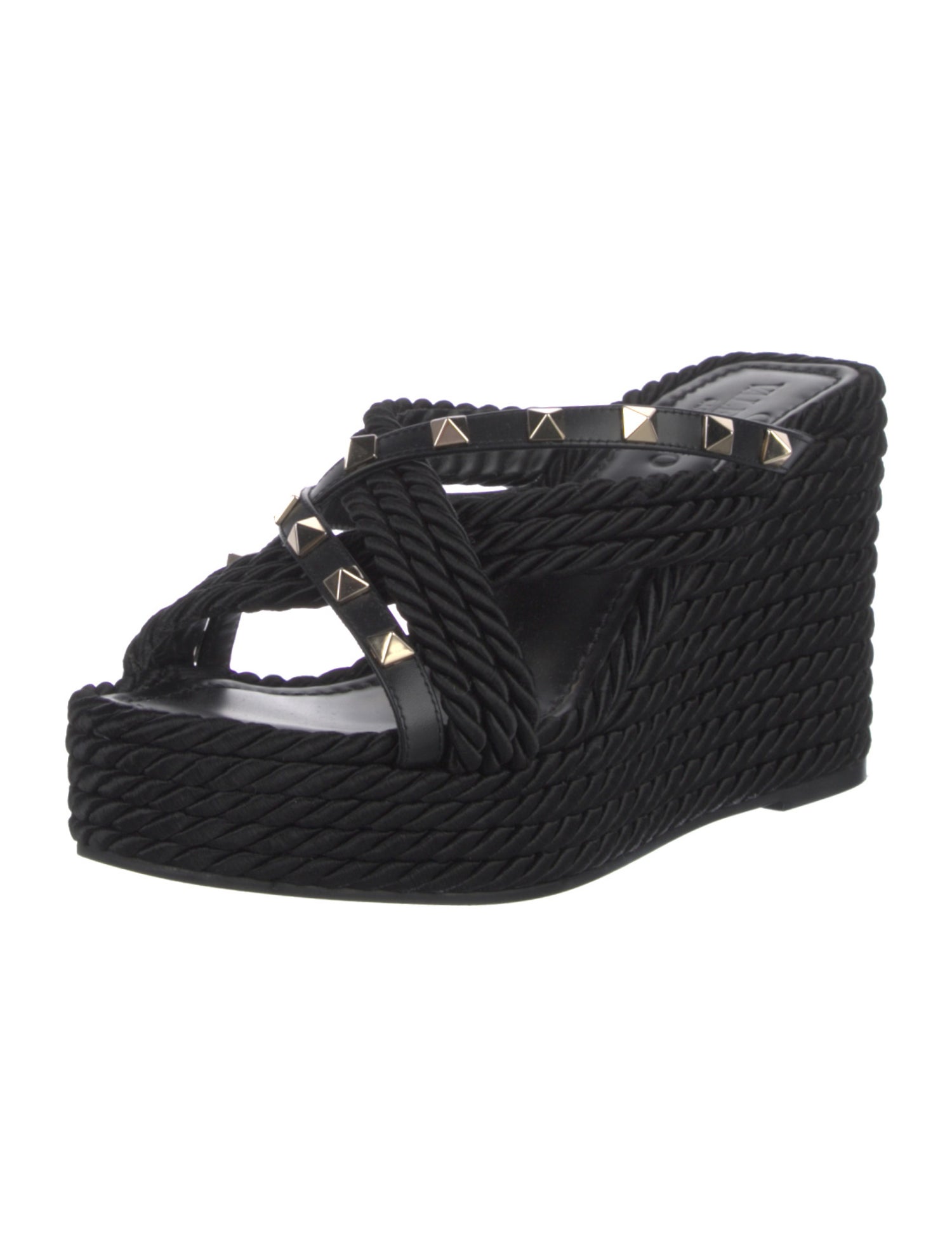 Valentino Rockstud Accents Leather Espadrilles