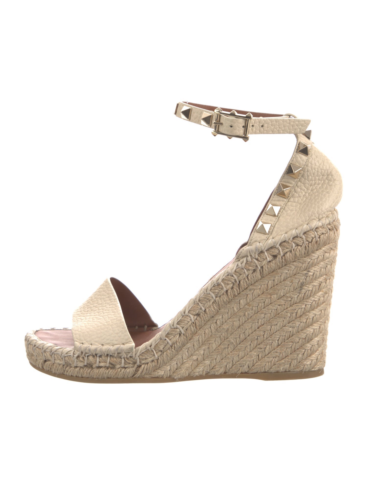 Valentino Rockstud Accents Leather Espadrilles