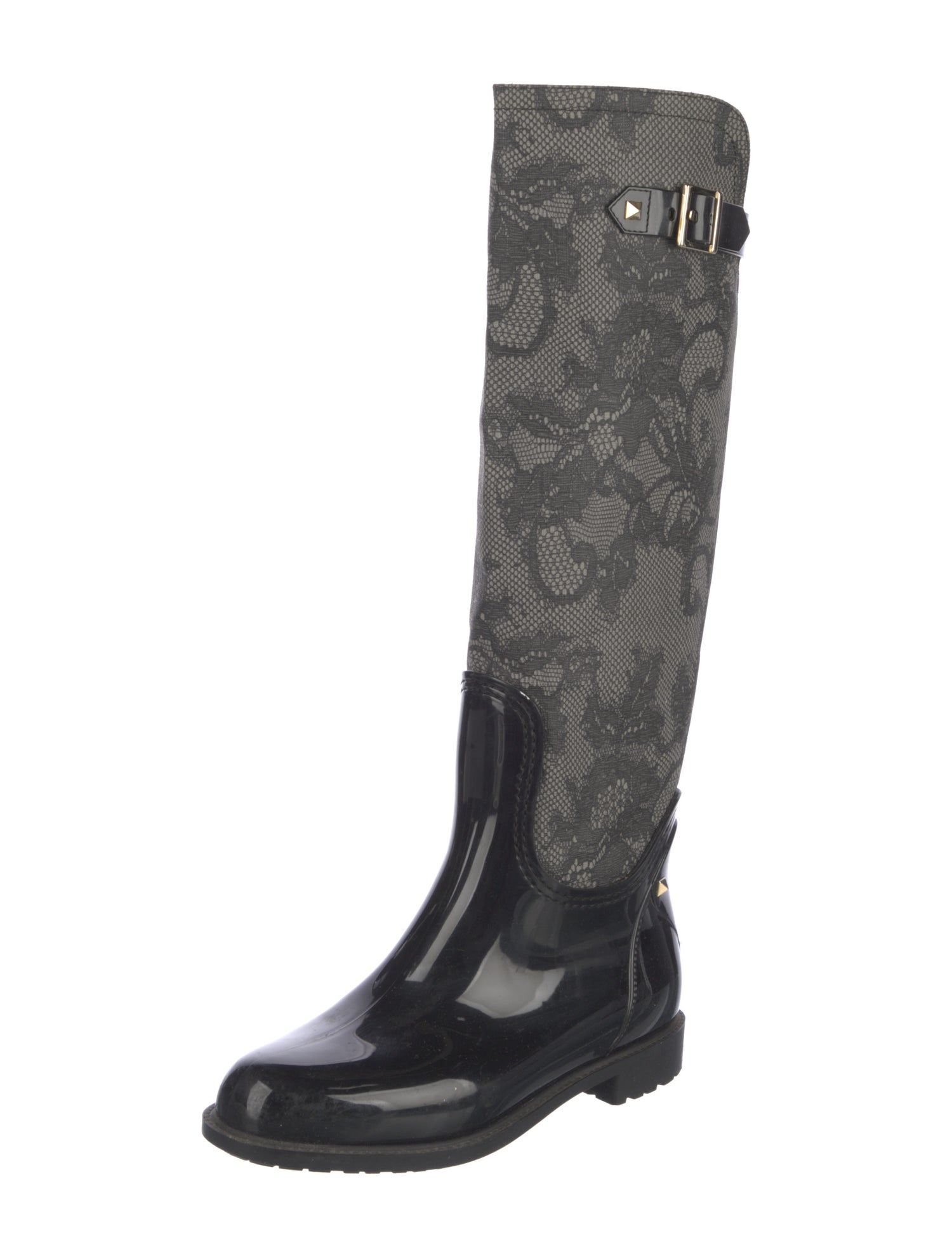 Valentino Rockstud Accents Rubber Rain Boots