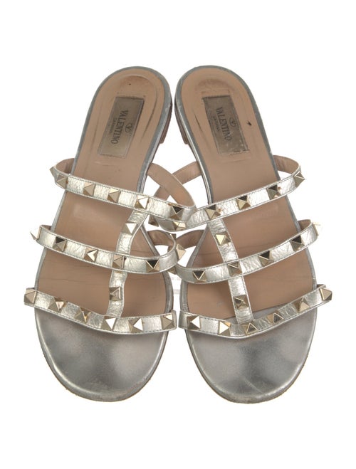 Valentino Rockstud Accents Leather Slides