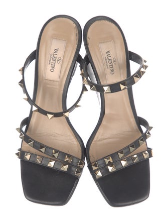 Valentino Rockstud Accents Leather Slides