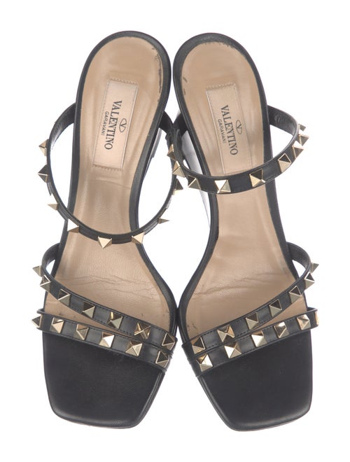 Valentino Rockstud Accents Leather Slides