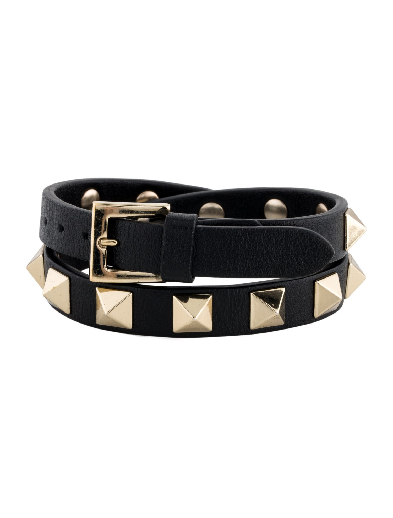 Valentino Rockstud Leather Double Wrap Bracelet