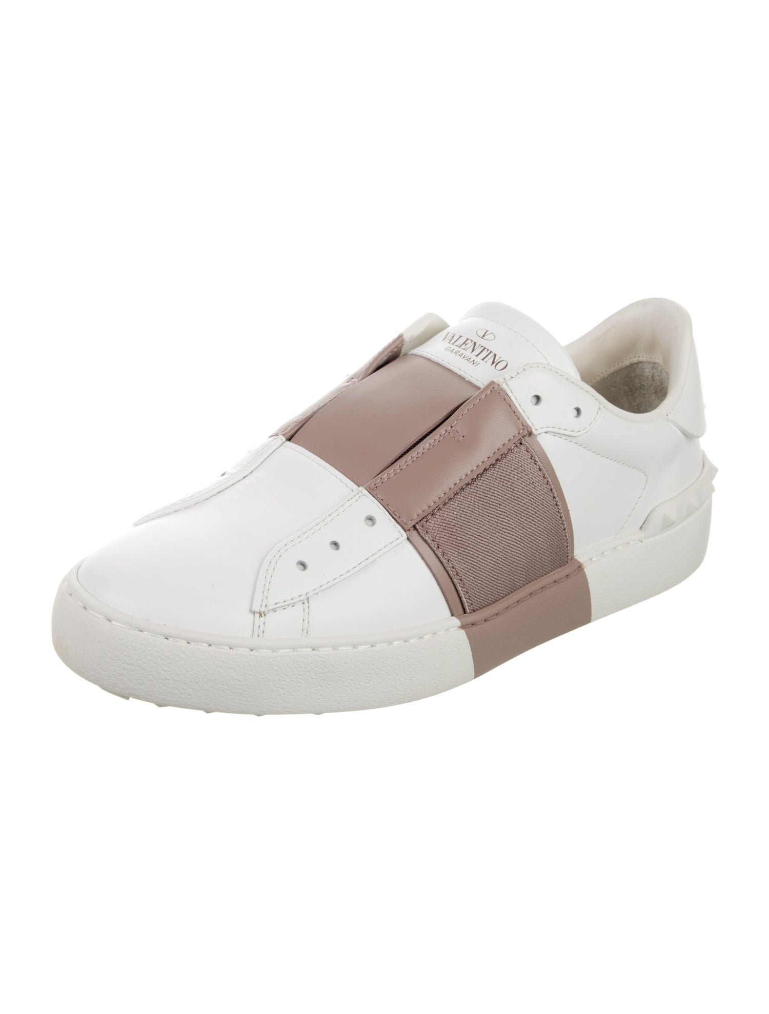 Valentino Rockstud Accents Leather Sneakers