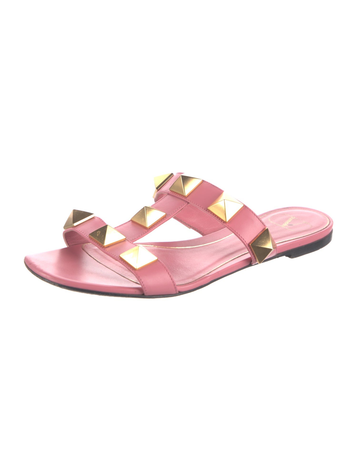 Valentino Leather Studded Accents Slides