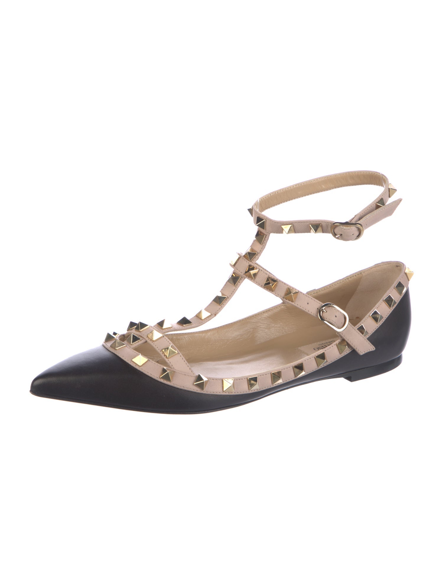 Valentino Rockstud Accents Leather Ballet Flats