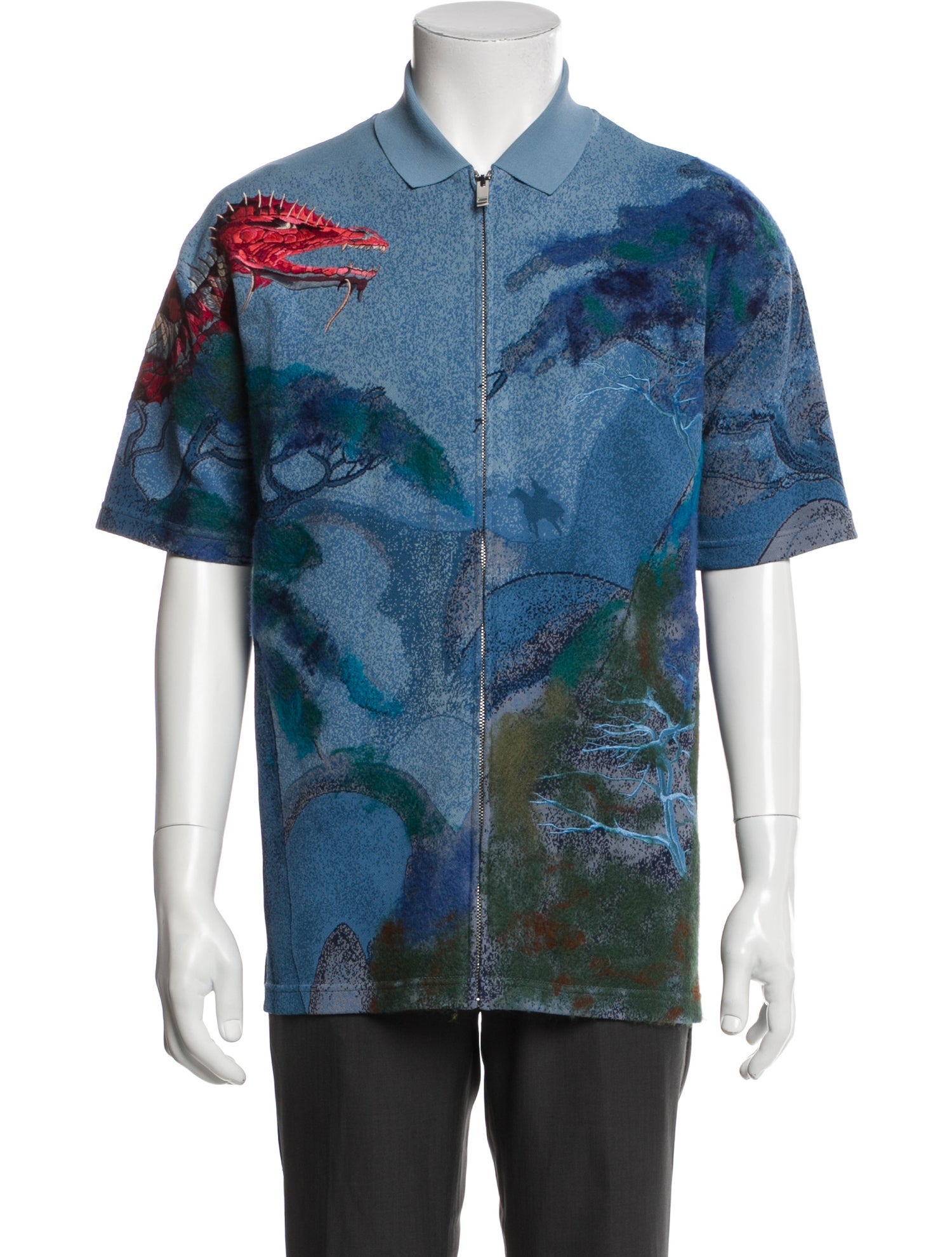 Valentino Dragon Accent Printed Denim Jacket