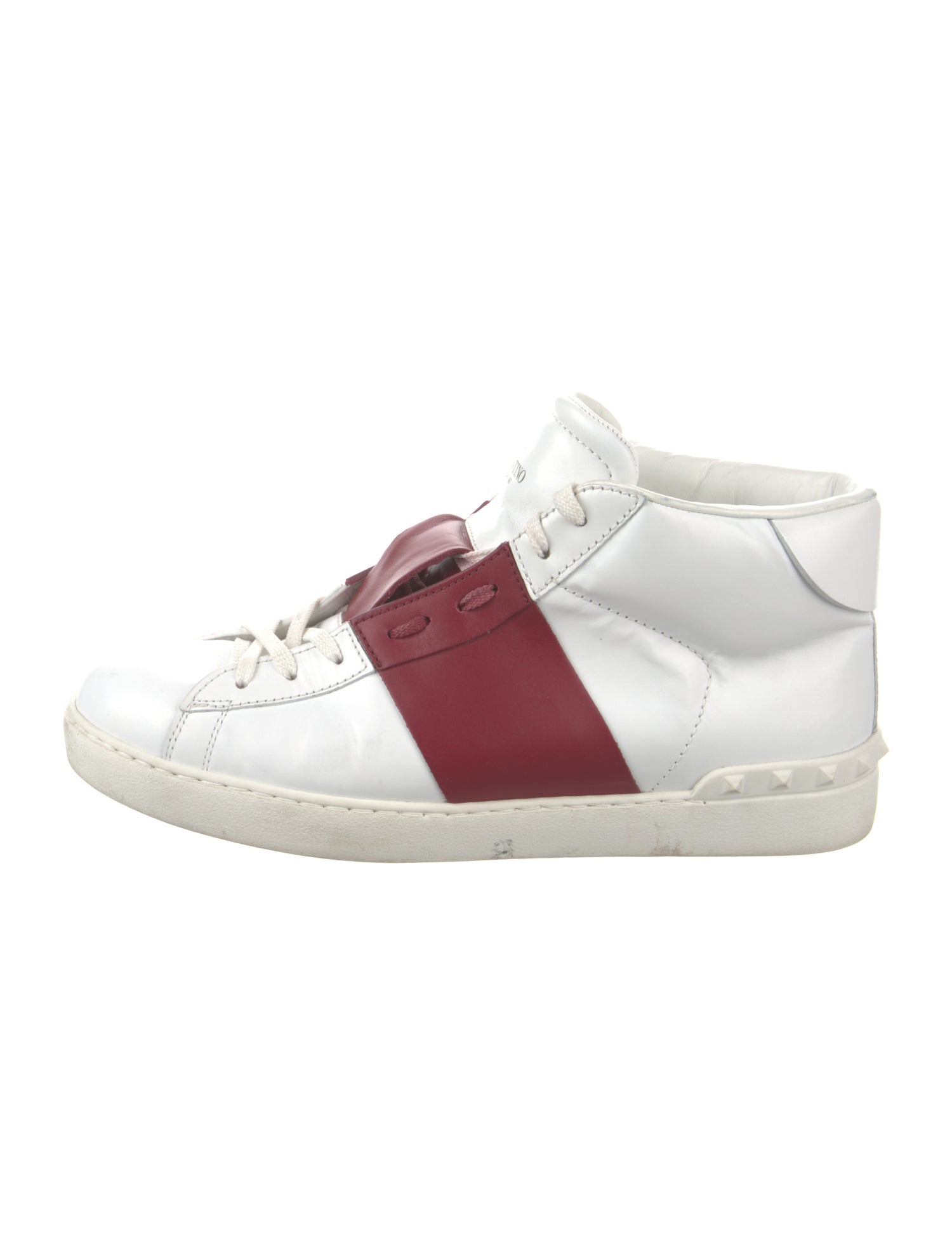Valentino Rockstud Accents Leather Sneakers