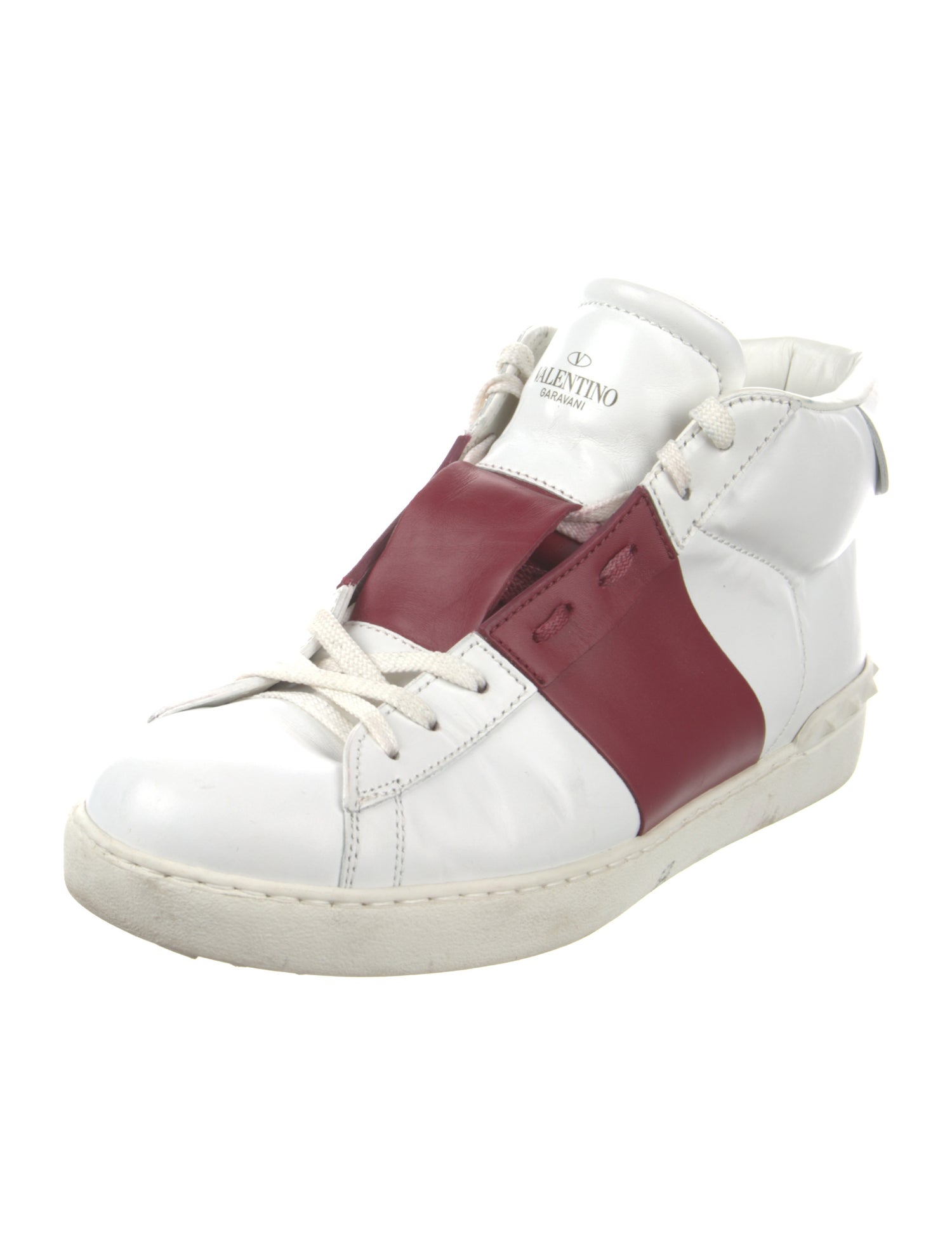 Valentino Rockstud Accents Leather Sneakers