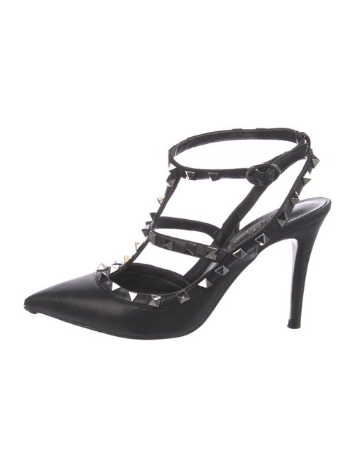 Valentino Rockstud Accents Leather T-Strap Pumps