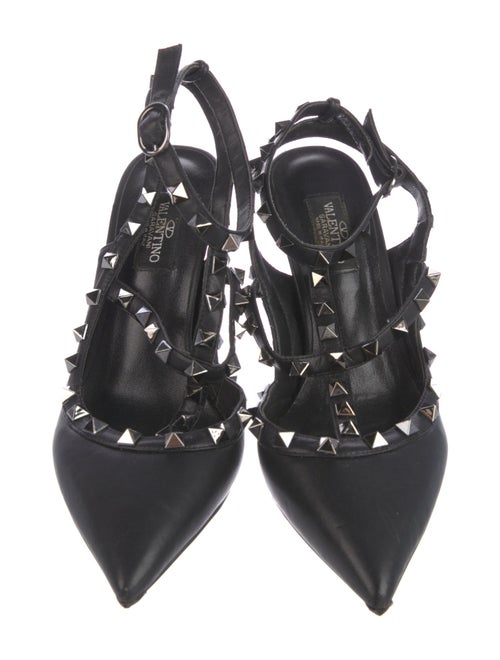 Valentino Rockstud Accents Leather T-Strap Pumps