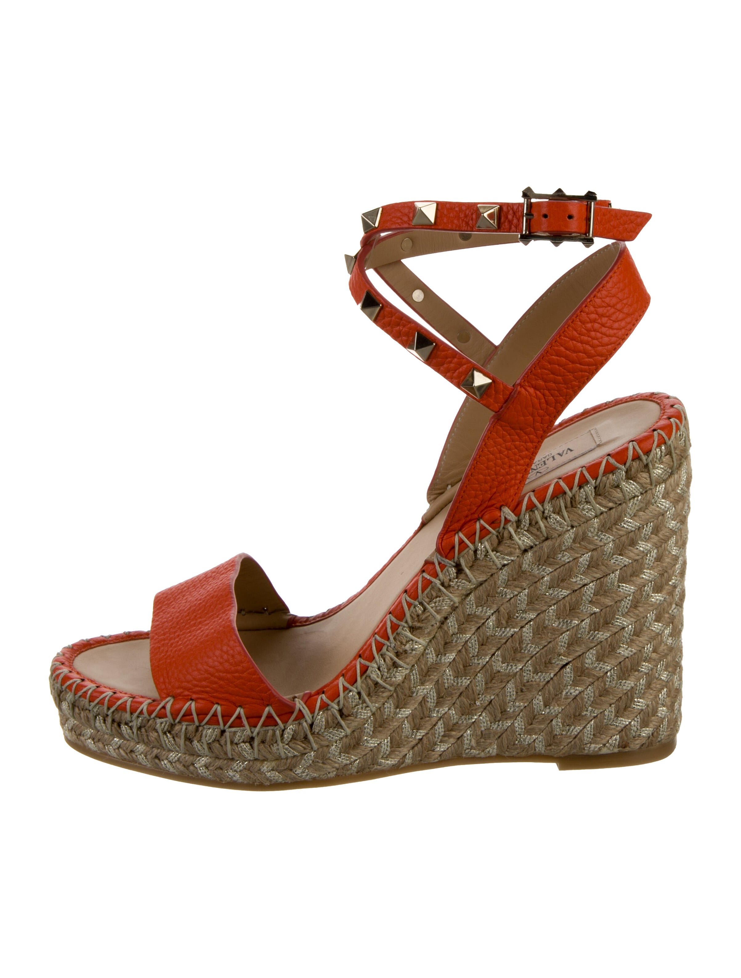 Valentino Rockstud Accents Leather Espadrilles