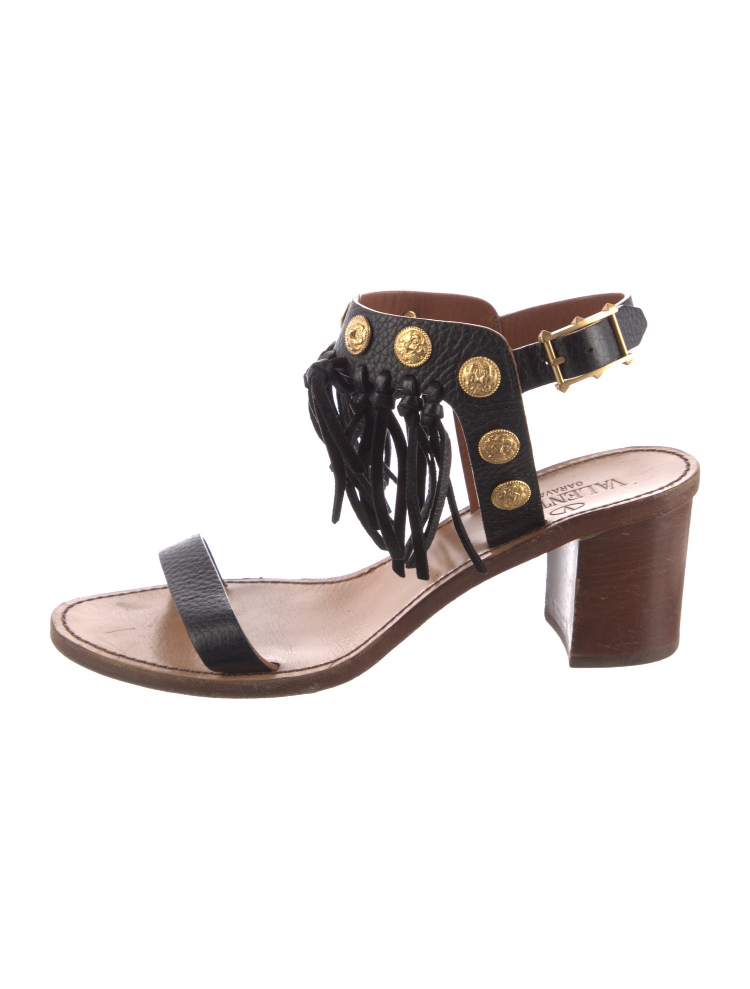 Valentino Leather Studded Accents Slingback Sandals