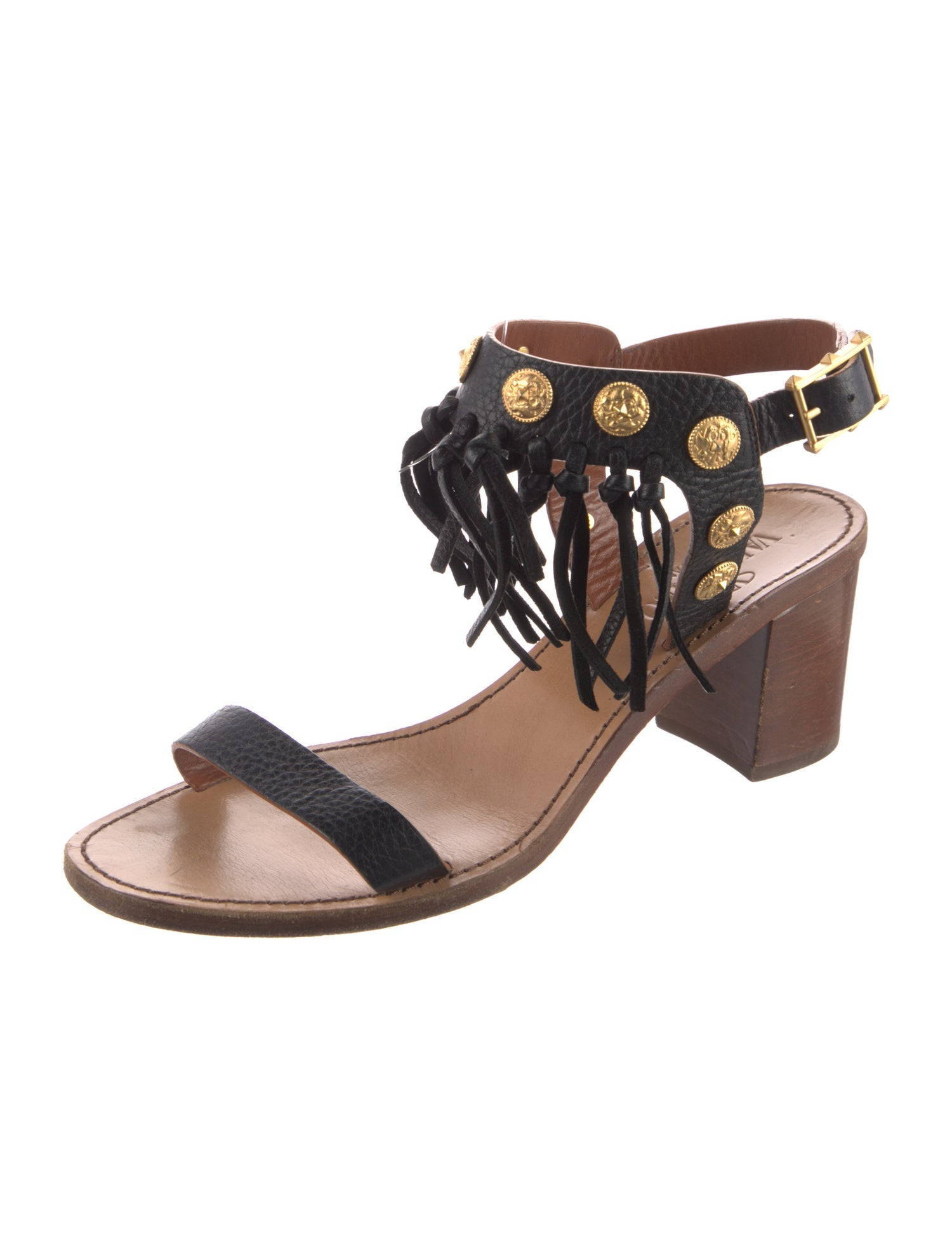 Valentino Leather Studded Accents Slingback Sandals