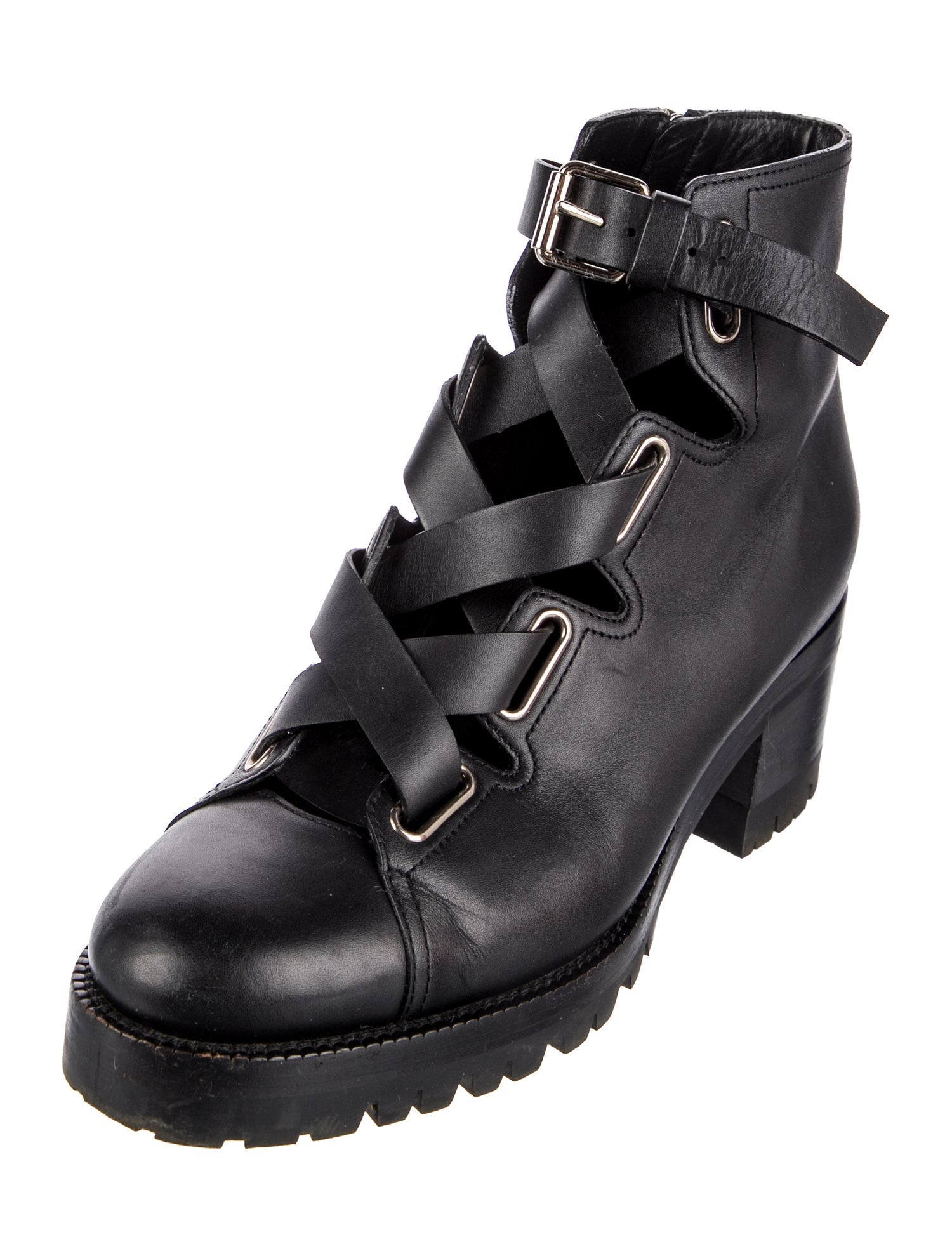 Valentino Leather Combat Boots