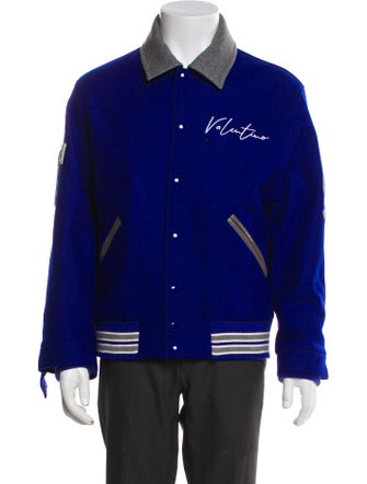 Valentino Virgin Wool Graphic Print Varsity Jacket