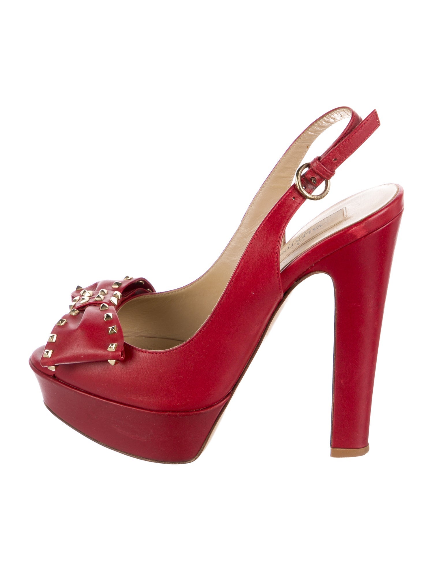 Valentino Rockstud Accents Leather Slingback Pumps