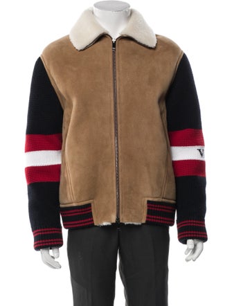 Valentino Shearling Paneled Colorblock Pattern Varsity Jacket