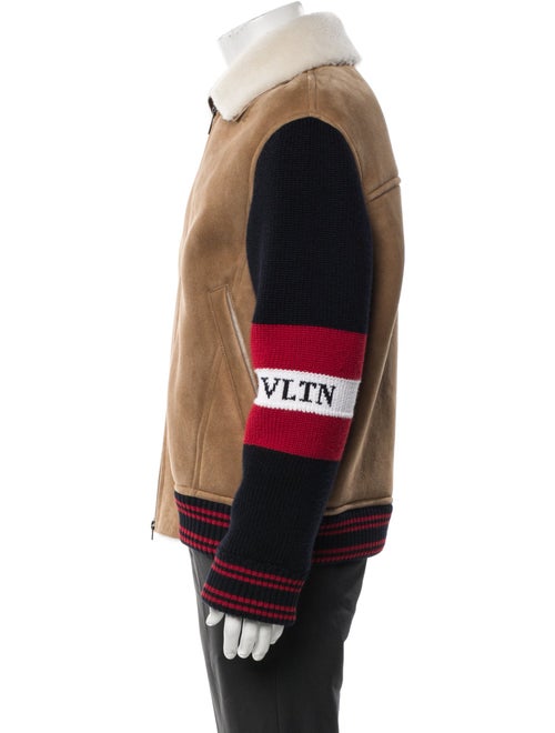 Valentino Shearling Paneled Colorblock Pattern Varsity Jacket