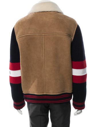 Valentino Shearling Paneled Colorblock Pattern Varsity Jacket
