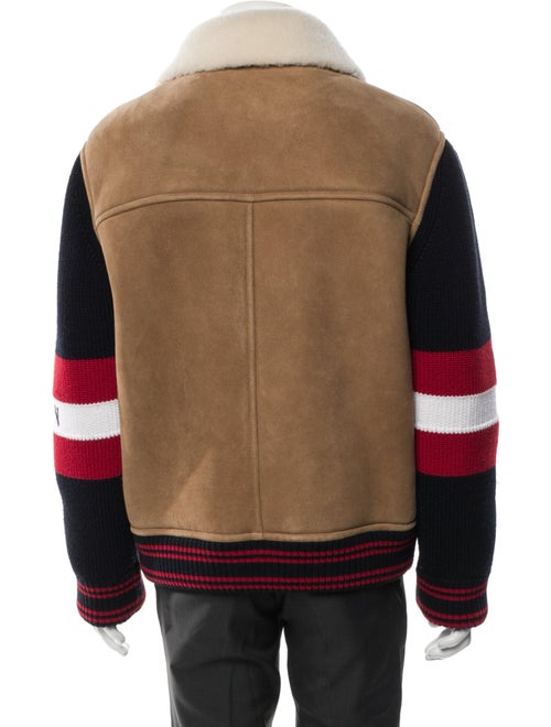 Valentino Shearling Paneled Colorblock Pattern Varsity Jacket