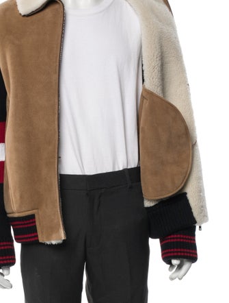 Valentino Shearling Paneled Colorblock Pattern Varsity Jacket