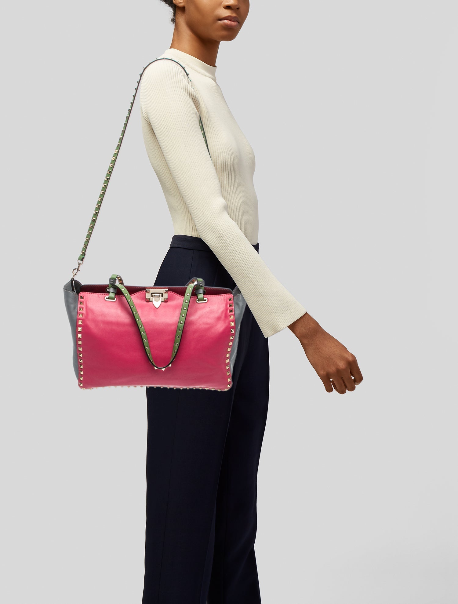 Valentino Rockstud Top Handle Bag Large